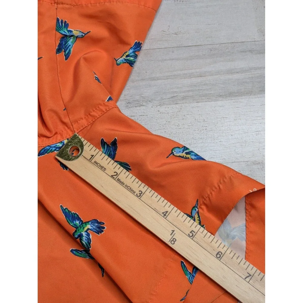Polo Ralph Lauren Swim Trunks Mens M Hummingbird Print Orange Drawstring Beach